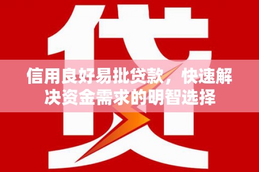贺州信用良好易批贷款，快速解决资金需求的明智选择