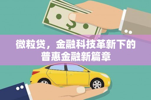 贺州微粒贷，金融科技革新下的普惠金融新篇章